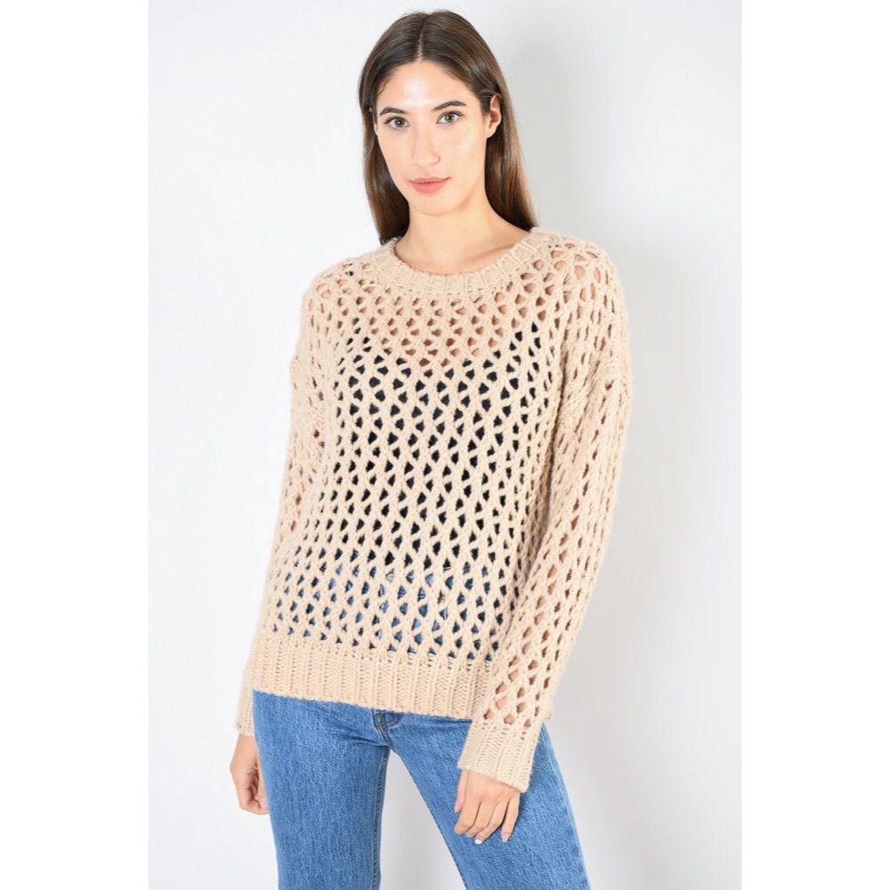 REISS BEIGE OPEN KNIT OVERSIZED 'NATALIE' SWEATER - Picture 3 of 9